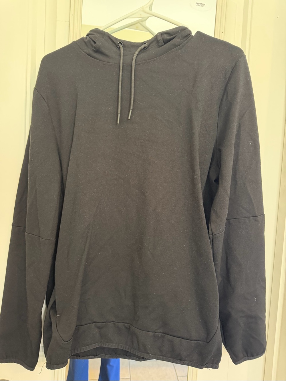 Men's Black Pullover Hoodie with Drawcord